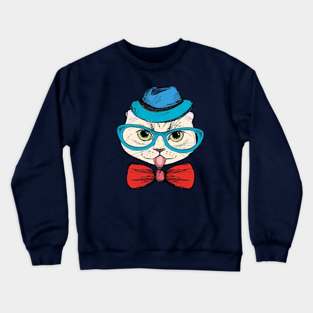 Fashion cat,hand drawn design Crewneck Sweatshirt by naum